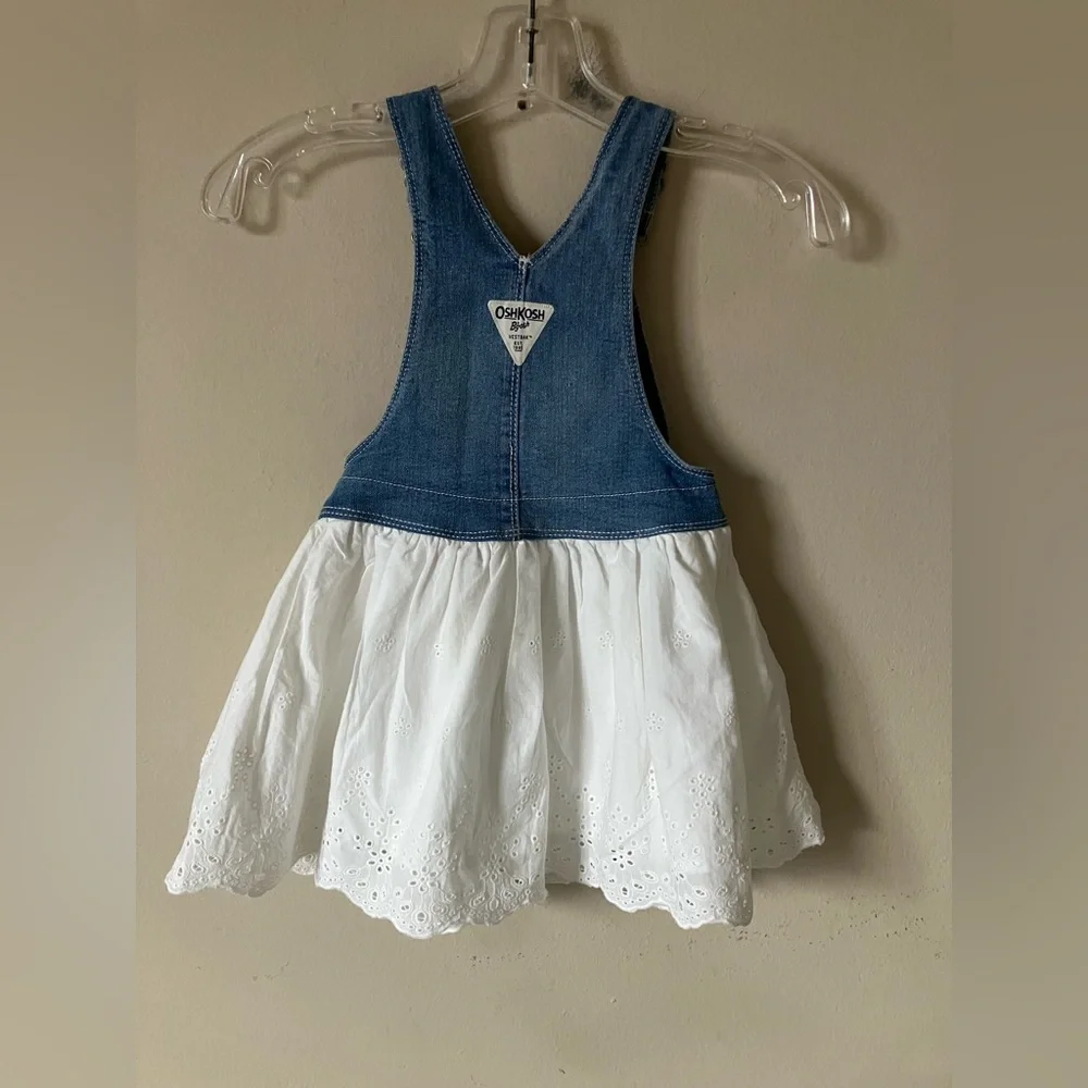 OshKosh B'gosh Light Blue Denim Overall Dress with Eyelet Skirt (NWT)